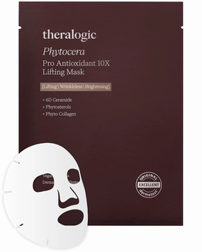 Phytocera Pro Antioxidant 10X Lifting Mask - Elasticity Booster Face Mask Sheet with Ceramide, Collagen and Hyaluronic Acid - Micrfiber Sheet - Vegan Dermatologically Tested10 Sheets
