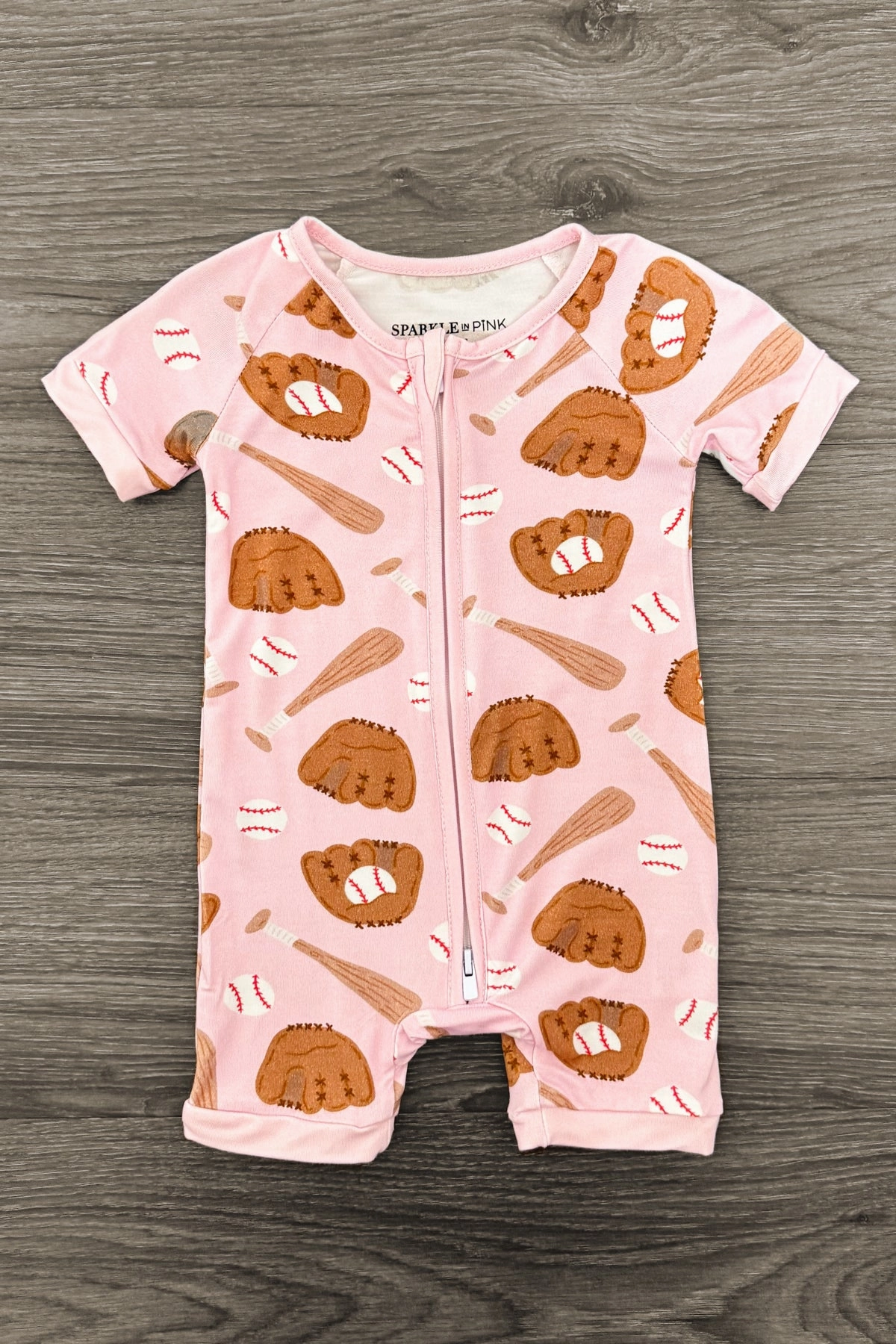 Pink Bamboo Baseball Onesie