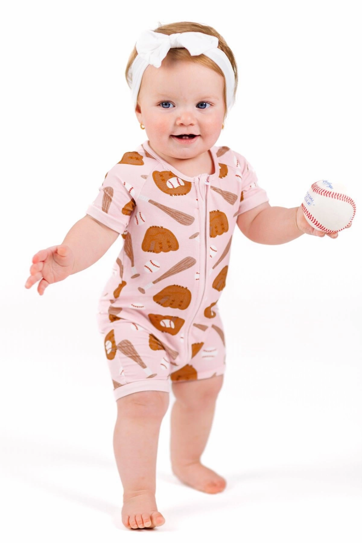 Pink Bamboo Baseball Onesie