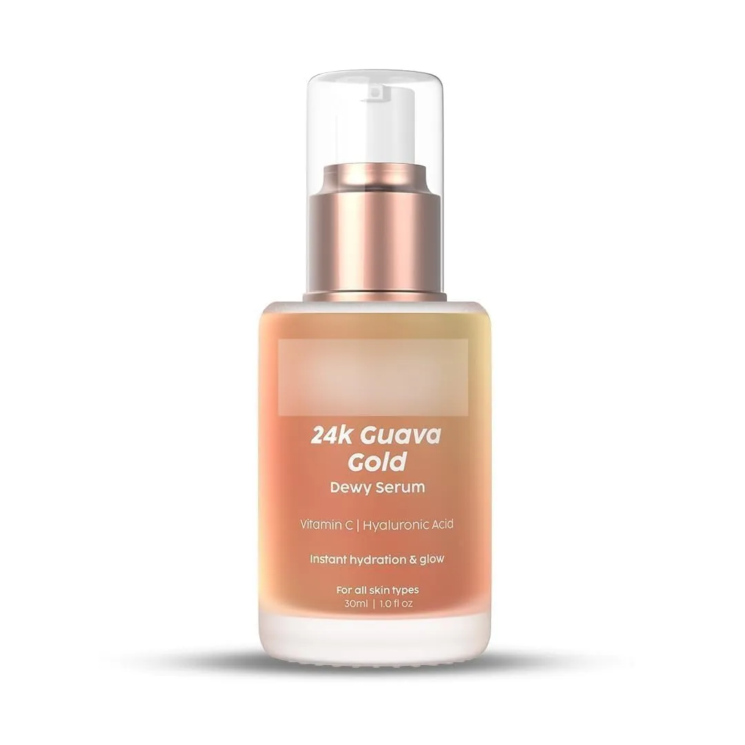 PLANT FIX 24K Guava Gold Serum | Vitamin C & Hyaluronic Acid | Brightens Skin & Reduces Photoageing | 2-In-1 Face Serum & Primer For Glowing Skin | 30 Ml