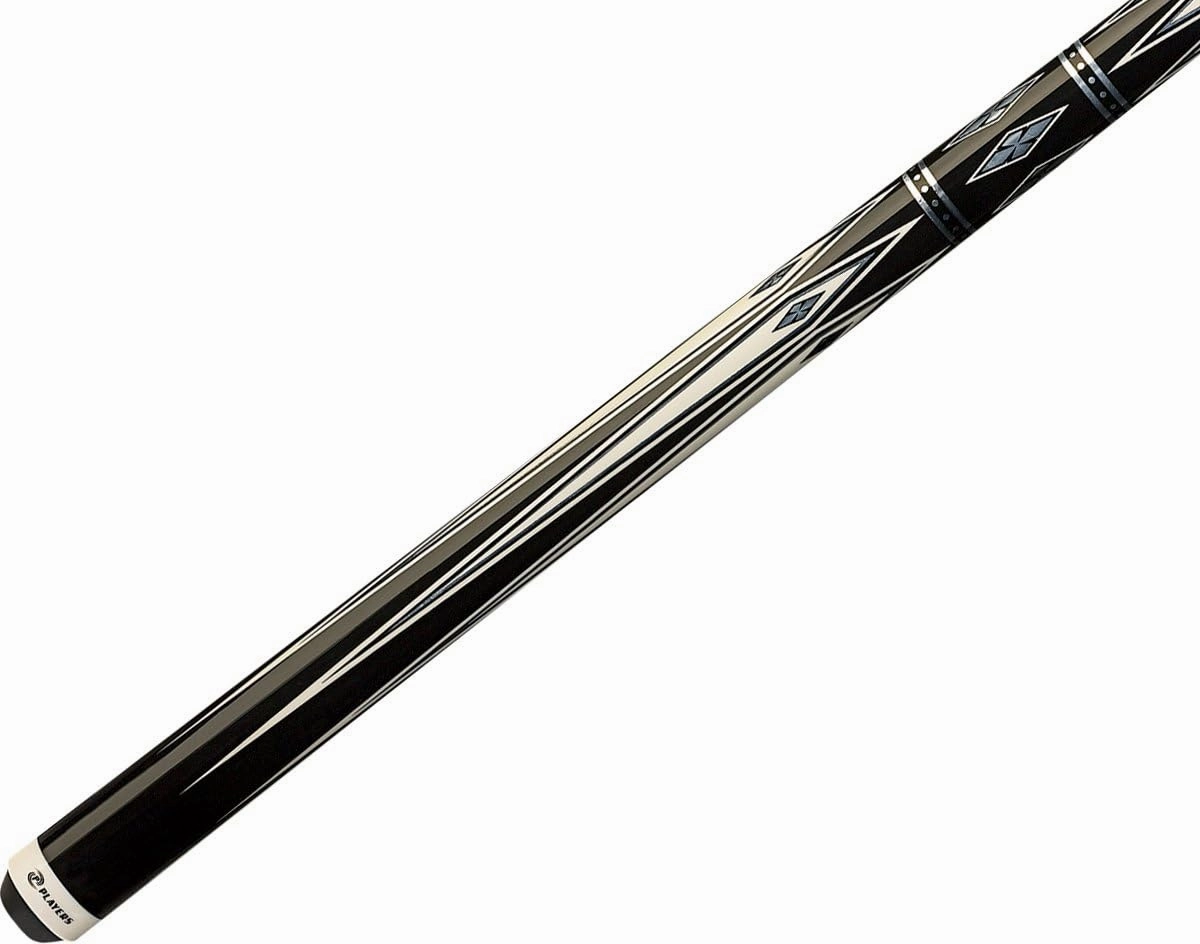 Players G-3372 Graphic Black and White Drop Points with Silver Diamonds Cue