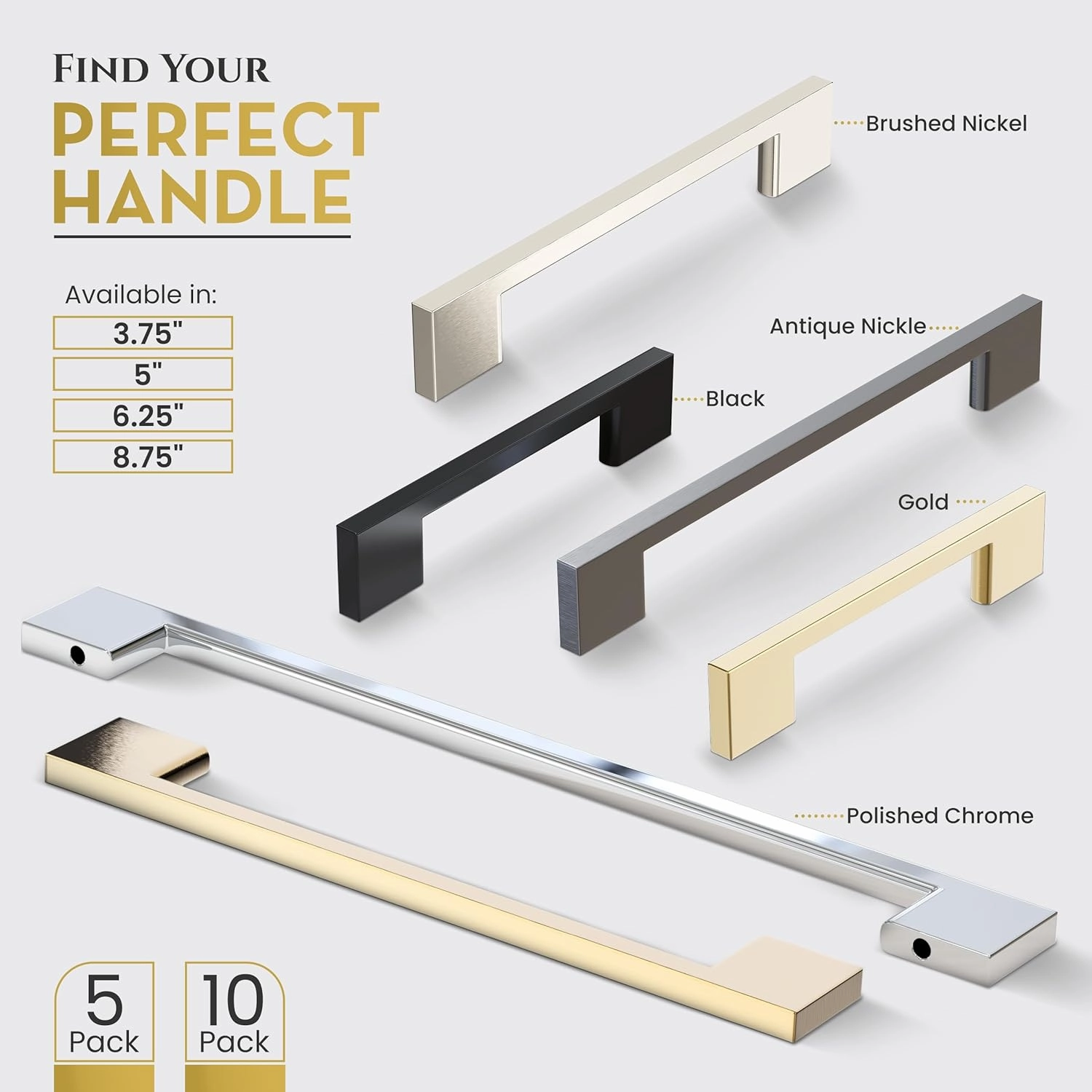 Polished Chrome Cabinet Pulls - 5 Pack - Drawer Pulls, Chrome Cabinet Handles, Kitchen Cabinet Pulls, Chrome Knobs for Cabinet Drawers and Dresser Drawer Hardware SH3229-CHR-5
