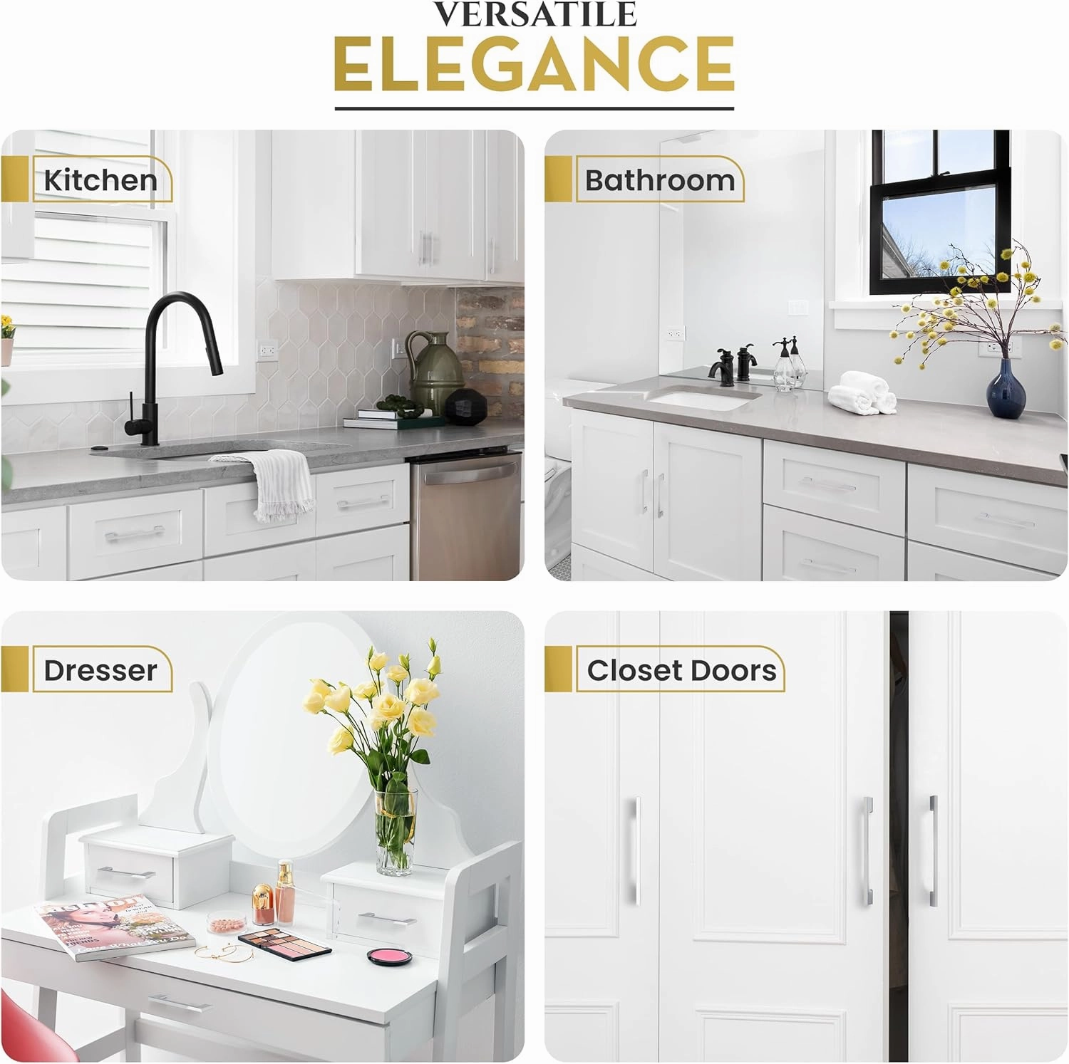 Polished Chrome Cabinet Pulls - 5 Pack - Drawer Pulls, Chrome Cabinet Handles, Kitchen Cabinet Pulls, Chrome Knobs for Cabinet Drawers and Dresser Drawer Hardware SH3229-CHR-5