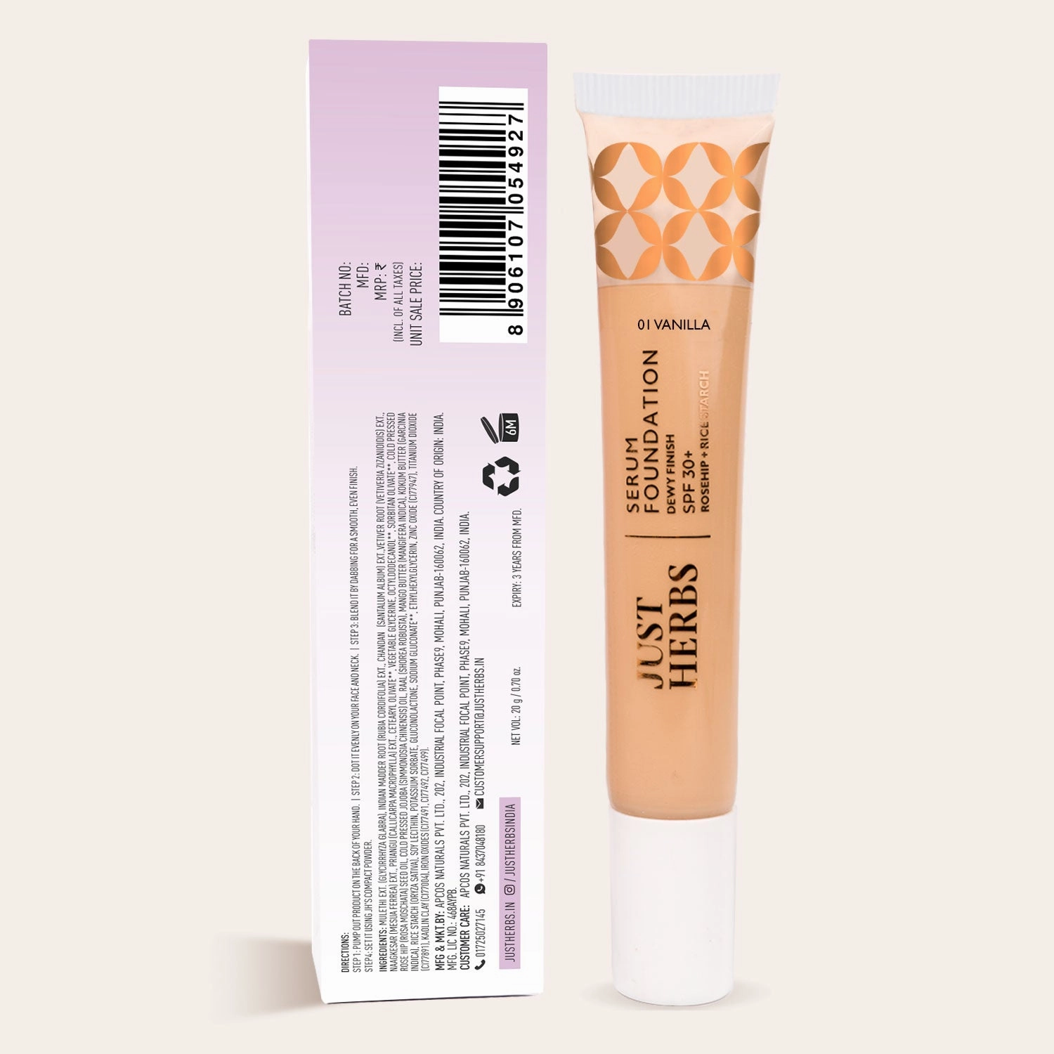 Porcelain: Serum Foundation Dewy Finish SPF30  Tube with Rosehip & Rice Starch