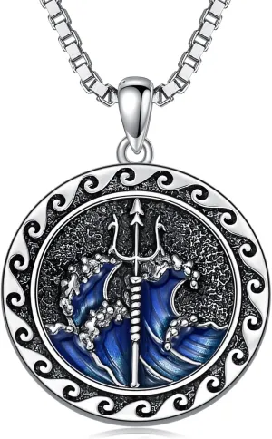 Poseidon/Athena/Apollo Necklace 925 Sterling Silver Pendant Necklace for Men Greek Greece Amulet Jewelry Gifts