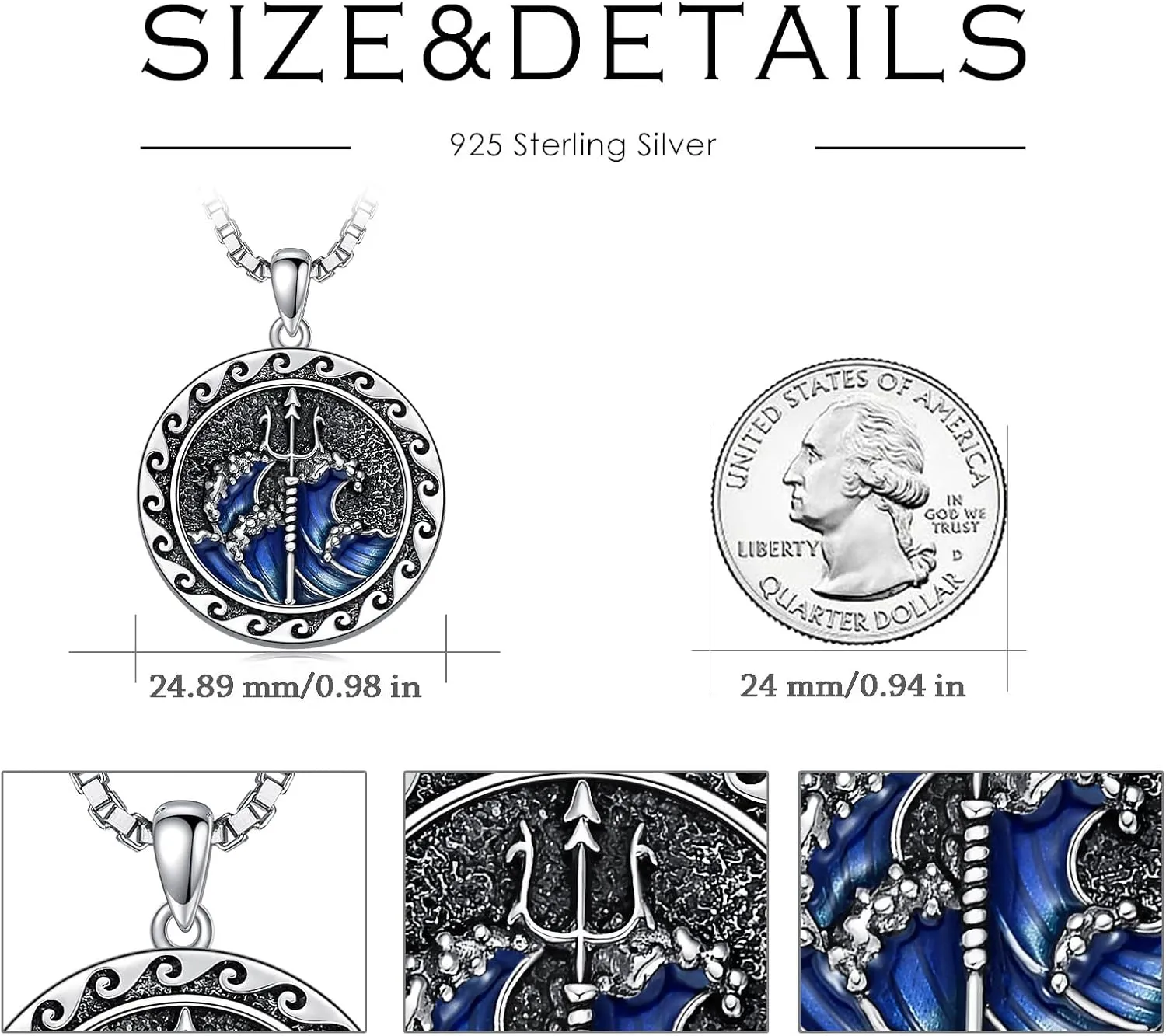Poseidon/Athena/Apollo Necklace 925 Sterling Silver Pendant Necklace for Men Greek Greece Amulet Jewelry Gifts