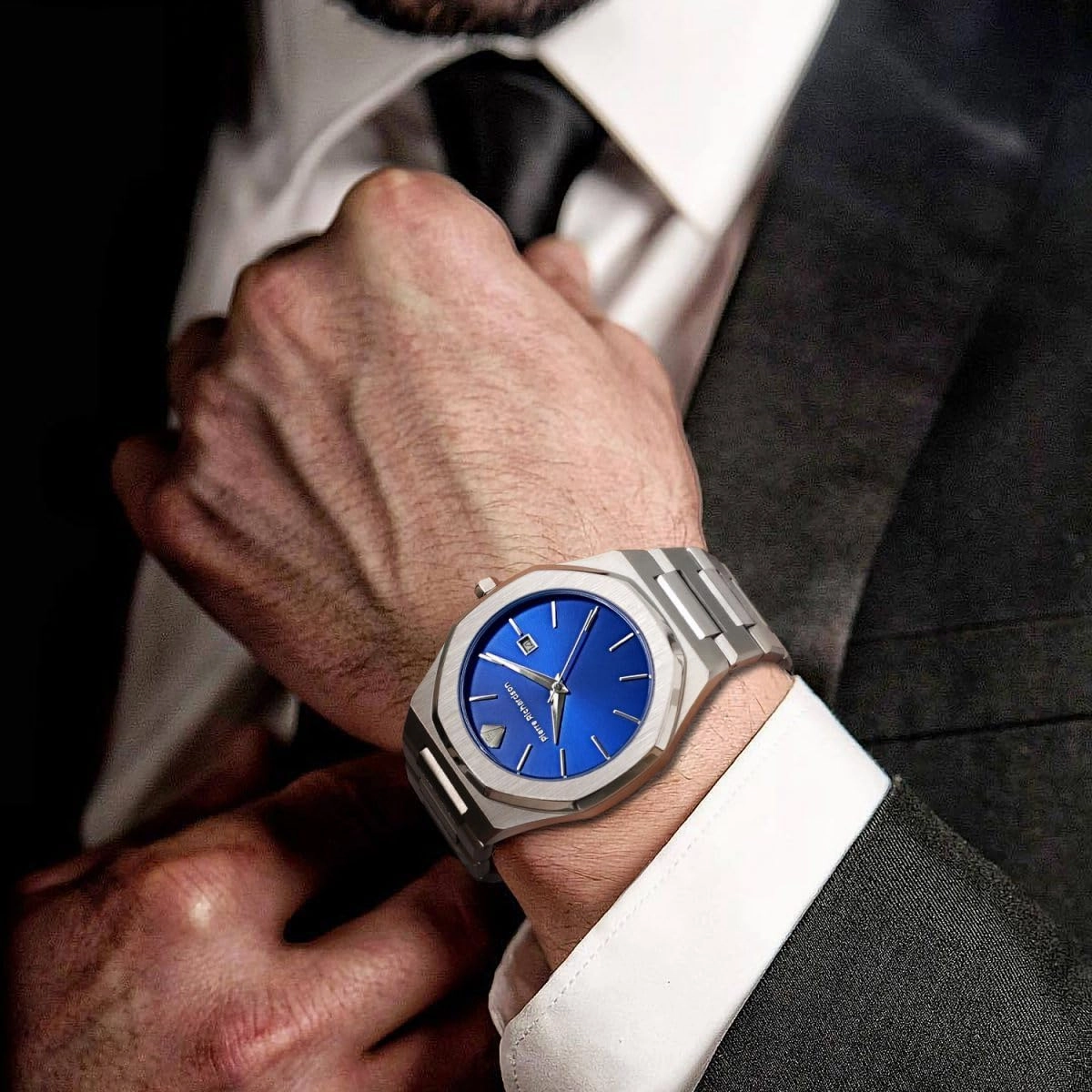PR5428 Men’s Luxury Watch – Japanese Quartz Movement, Stainless Steel, 41mm, 5ATM Water Resistant, Scratch-Resistant Sapphire Crystal Glass – Classic Dress Watch for Men