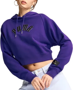 PUMA Womens Classics Play.Paris. Relaxed Hoodie Casual Outerwear Casual Hoodie Drawstring - Purple - Size XL
