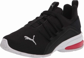 PUMA -Men's Axelion Mesh Sneaker Black Silver-High Risk Red, 10.5Little Kid
