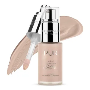 PUR Beauty 4-in-1 Love Your Selfie Foundation & Concealer - Longwear Full Coverage Liquid Makeup Foundation with Hydrating Blend for Refined-Looking, Natural Beauty Glow, Skin Texture & Tone