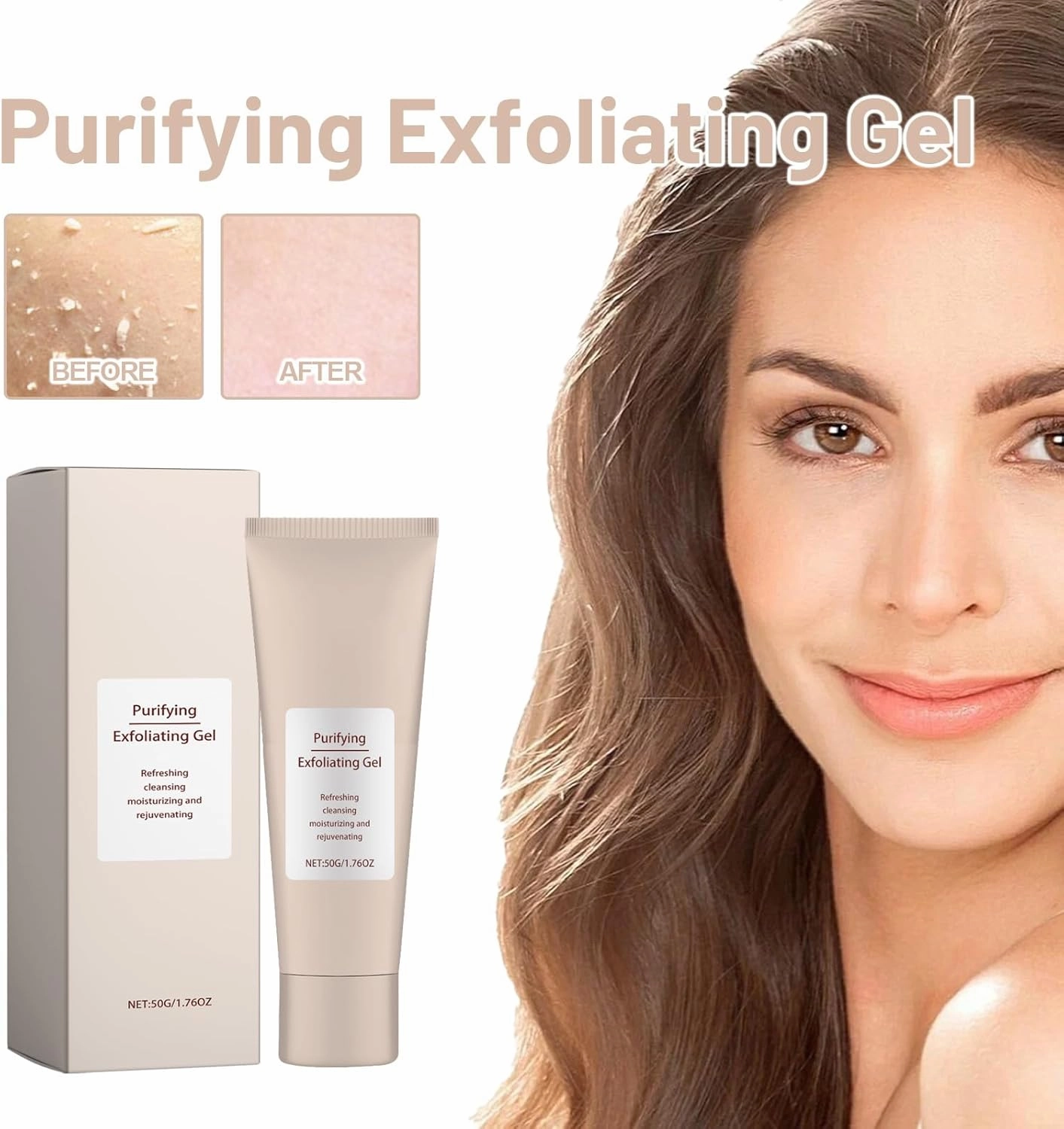 Purifying Exfoliating Gel - Exfoliating Gel,Cream, Gel, Face and Body Exfoliating Scrub Gel for All Skin (3 PCS)