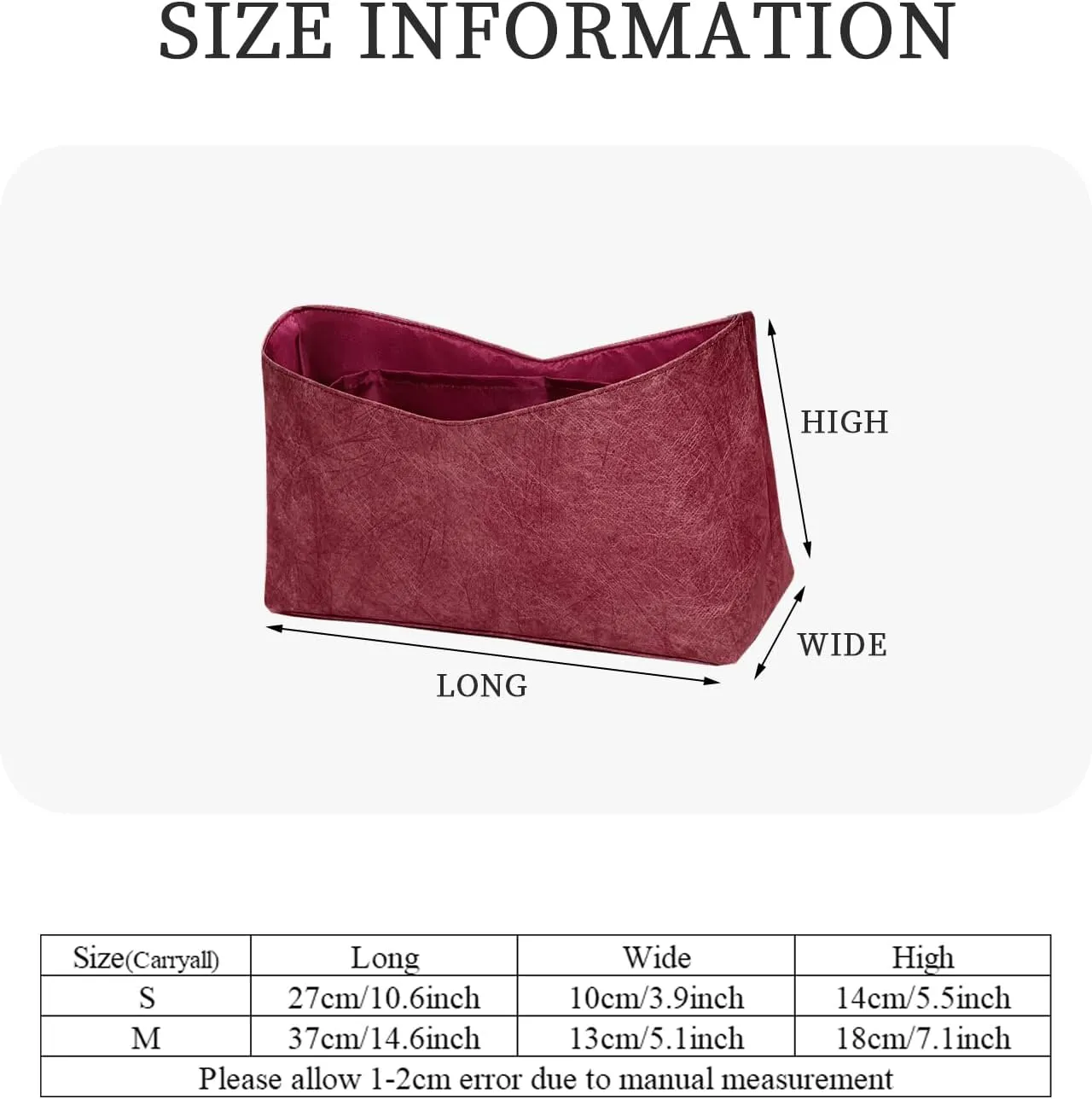 Purse Organizer Insert, Slim Inner Liner Bag In Bag Organizer Insert Fit for LV Carryall Dupont Paper Inside Storage Bag Organizer Insert (Style-01, Small)