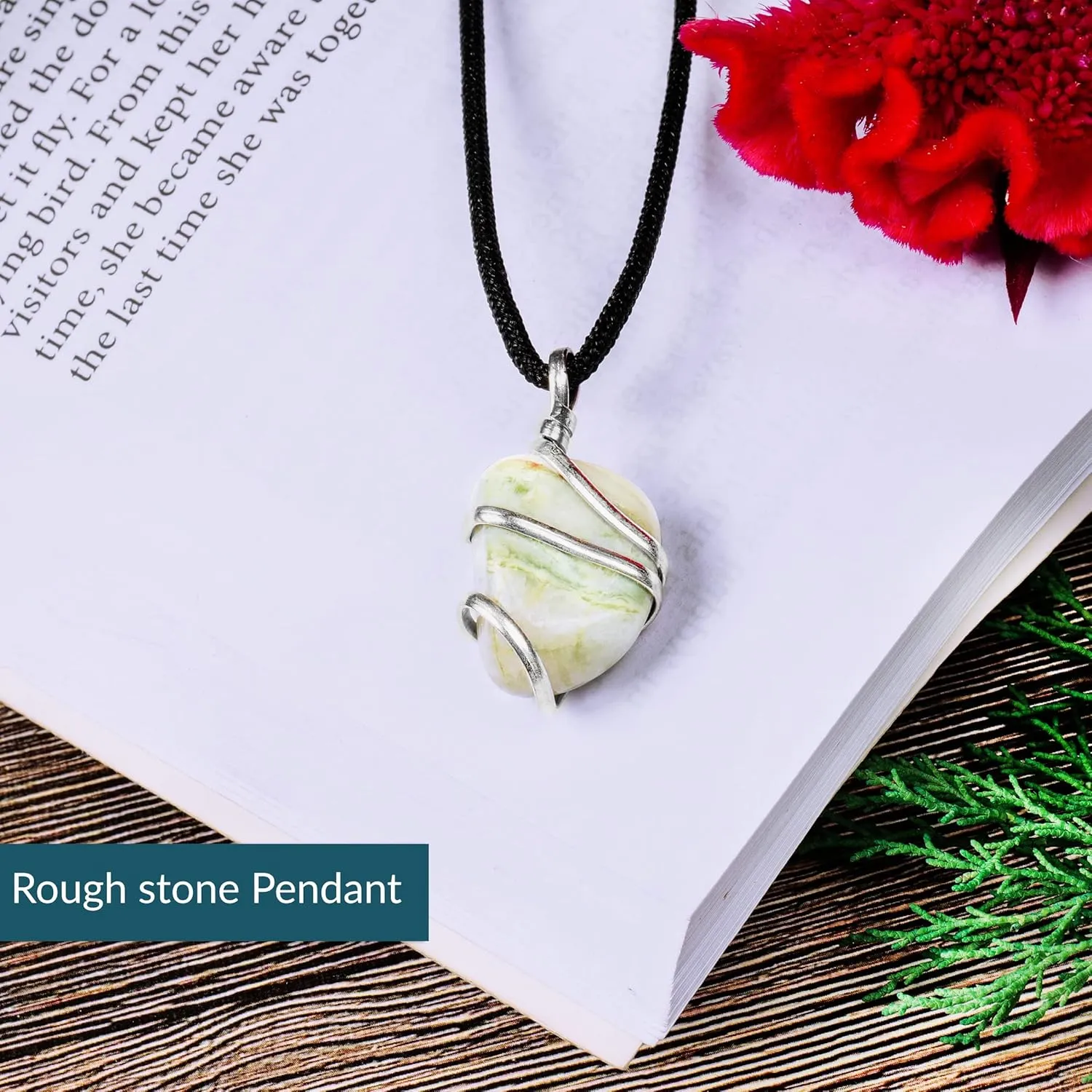 PYOR Serpentine Crystal Jewelry Tumbled Necklace Chakra Pendant For Men & Women Necklaces Spiritual Handmade Stones Rock Necklace Gifts For Him & Her Good Luck Prosperity Gemstones Authentic Stone