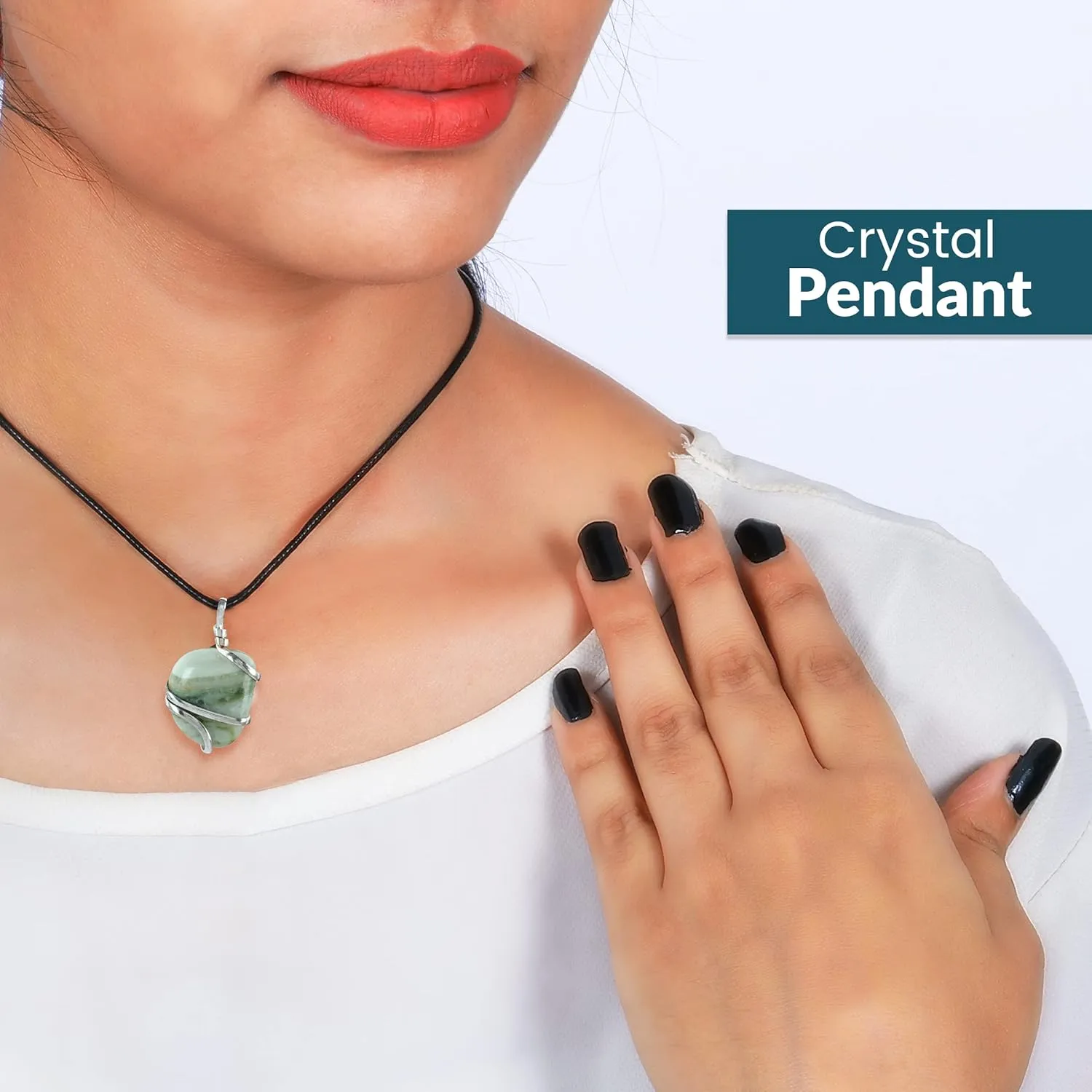 PYOR Serpentine Crystal Jewelry Tumbled Necklace Chakra Pendant For Men & Women Necklaces Spiritual Handmade Stones Rock Necklace Gifts For Him & Her Good Luck Prosperity Gemstones Authentic Stone