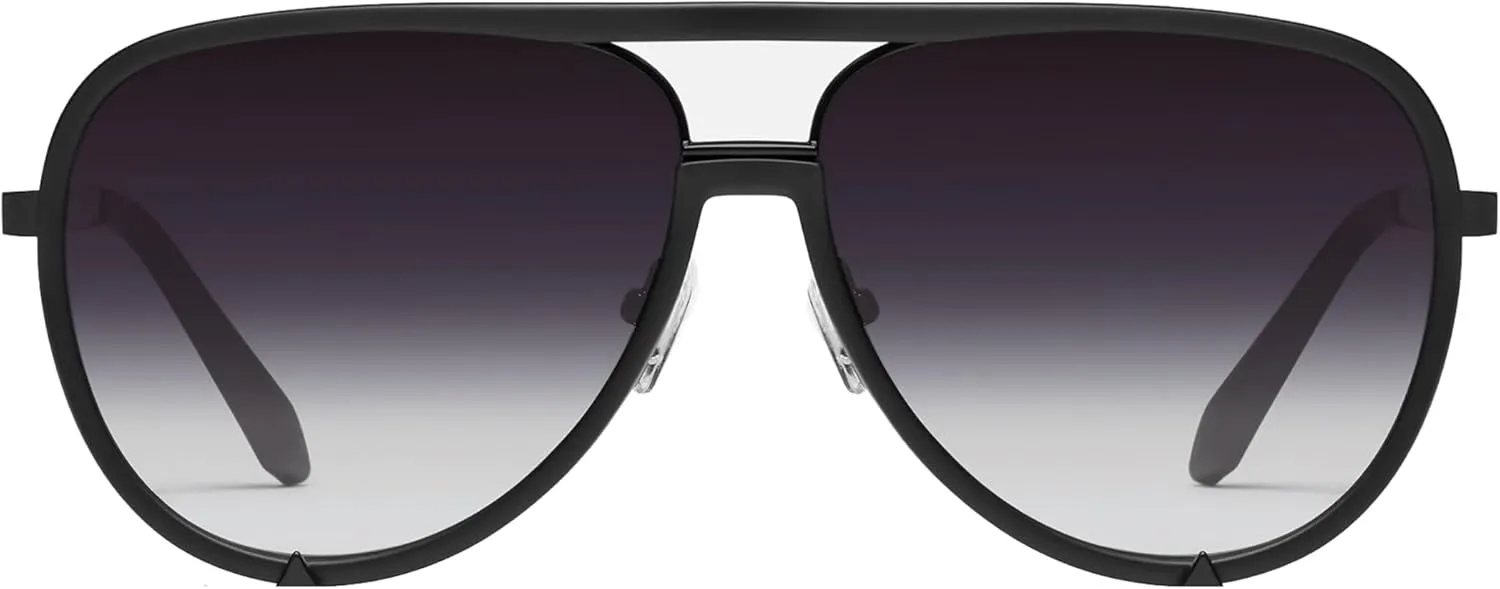 Quay - Sunglasses for Men & Women, Aviator Lenses with UV Protection (High Profile, Matte Black)