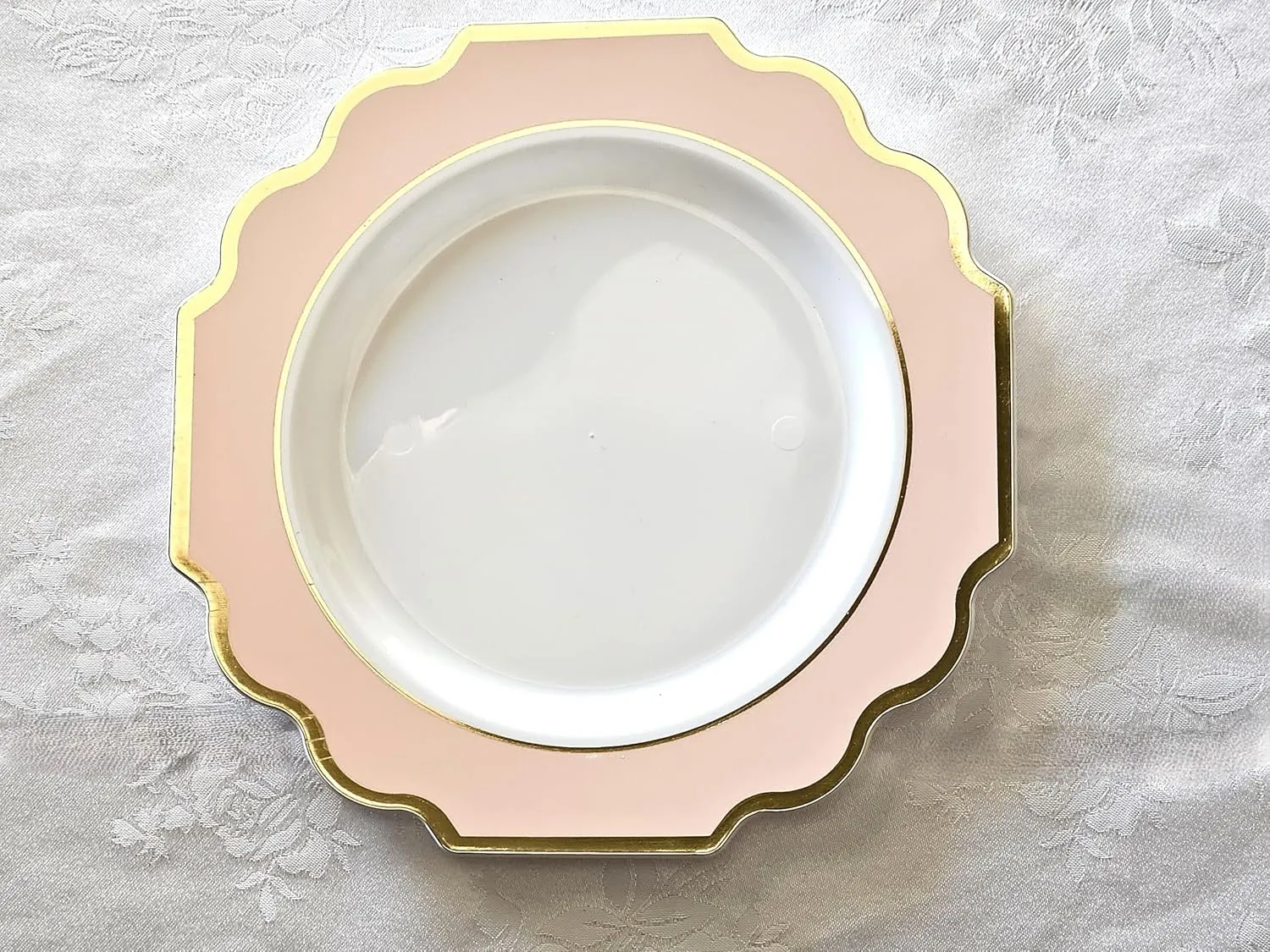 " OCCASIONS " 120 Plates Pack,(60 Guests) Heavyweight Premium Wedding Party Disposable Plastic Plates Set -60 x 10.5'' Dinner   60 x 8'' Salad/Dessert(Imperial in Blush & Gold)
