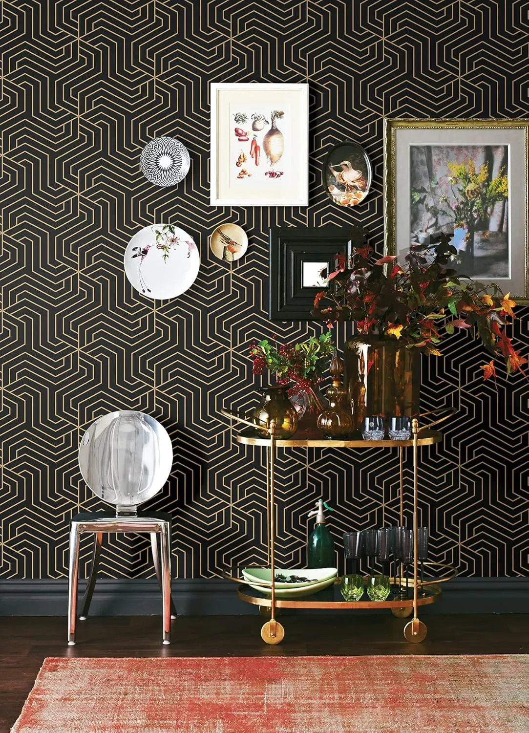 Rachel Zoe Black Ramsey Peel & Stick Wallpaper