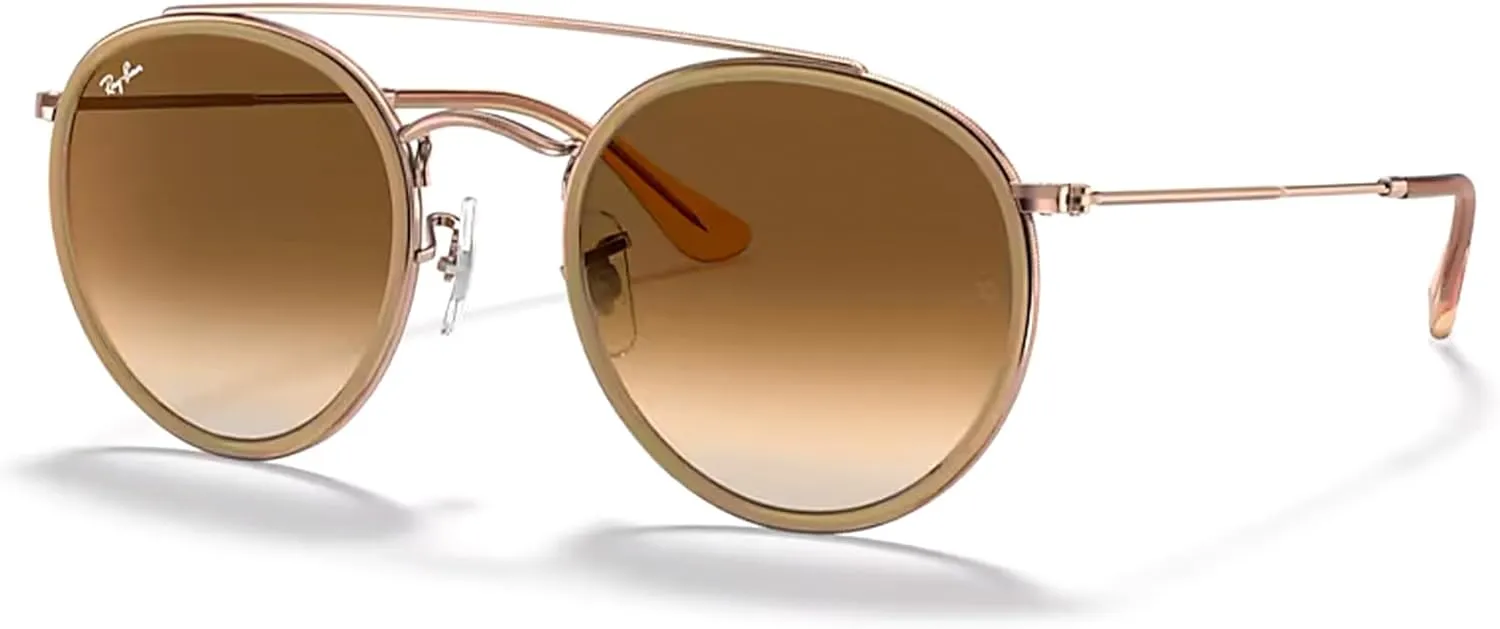 Ray-Ban RB3647N Double Bridge Round Sunglasses for Men for Women   BUNDLE with Designer iWear Eyewear Care Kit