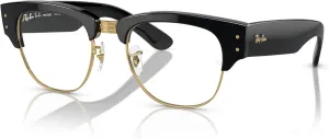 Ray-Ban Unisex Sunglasses Black On Gold Frame, Clear/Blue Lenses, 53MM