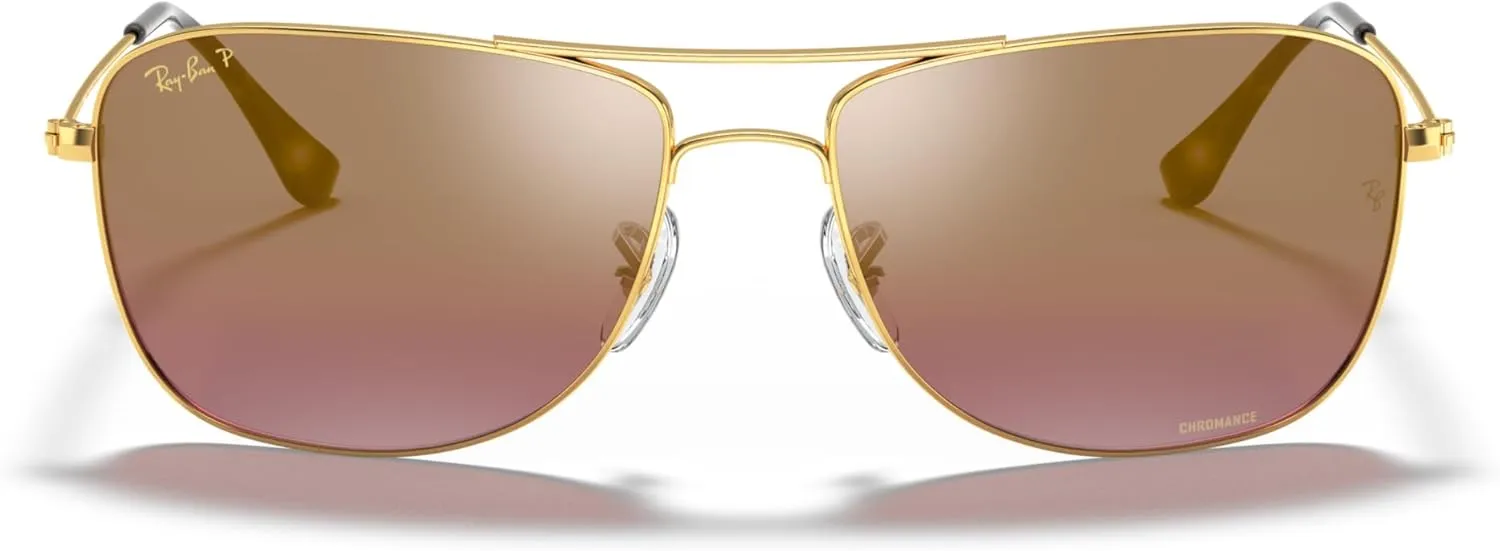 Ray-Ban Unisex Sunglasses Gold Frame, Purple Lenses, 59MM