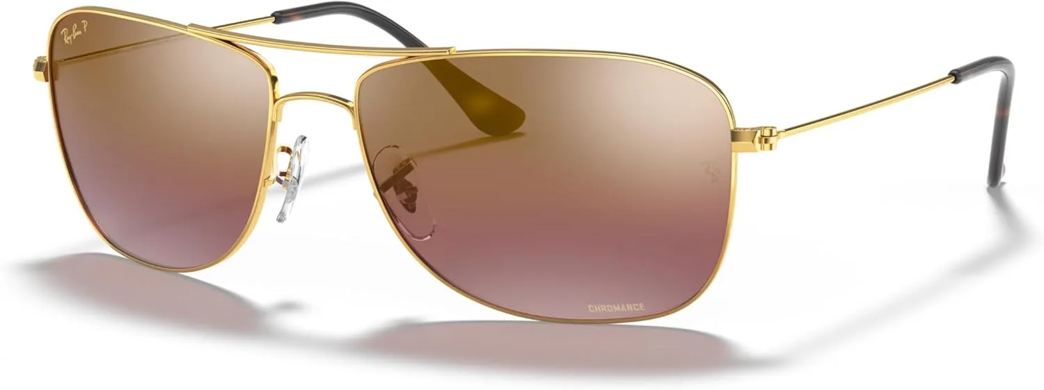 Ray-Ban Unisex Sunglasses Gold Frame, Purple Lenses, 59MM