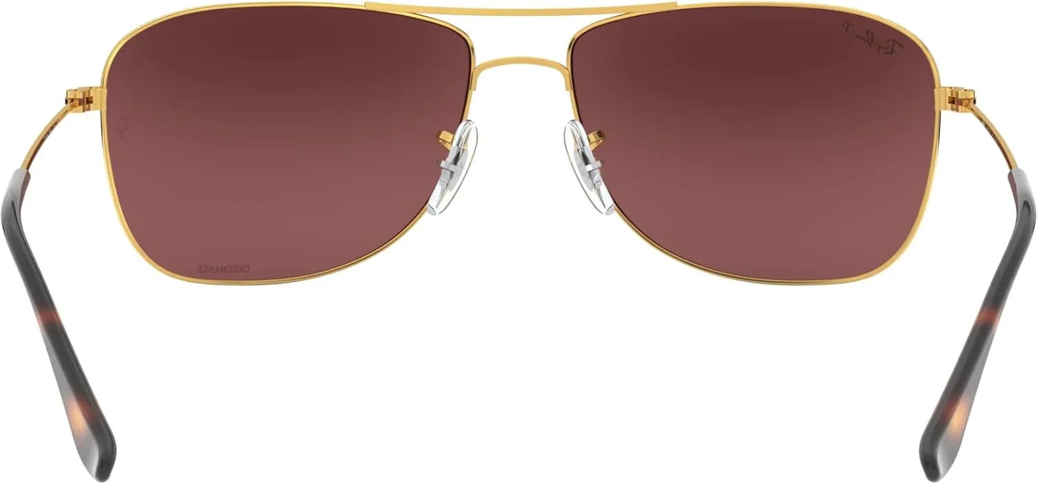 Ray-Ban Unisex Sunglasses Gold Frame, Purple Lenses, 59MM