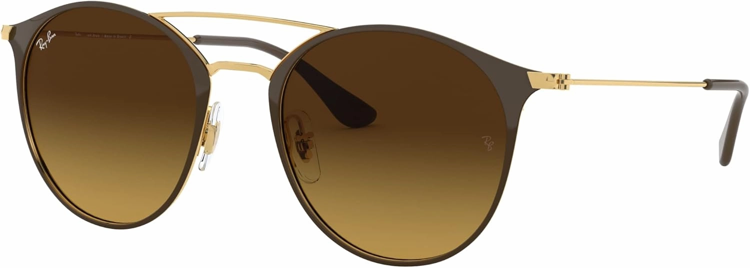 Ray-Ban Unisex Sunglasses Brown On Gold Frame, Brown Gradient Lenses, 52MM