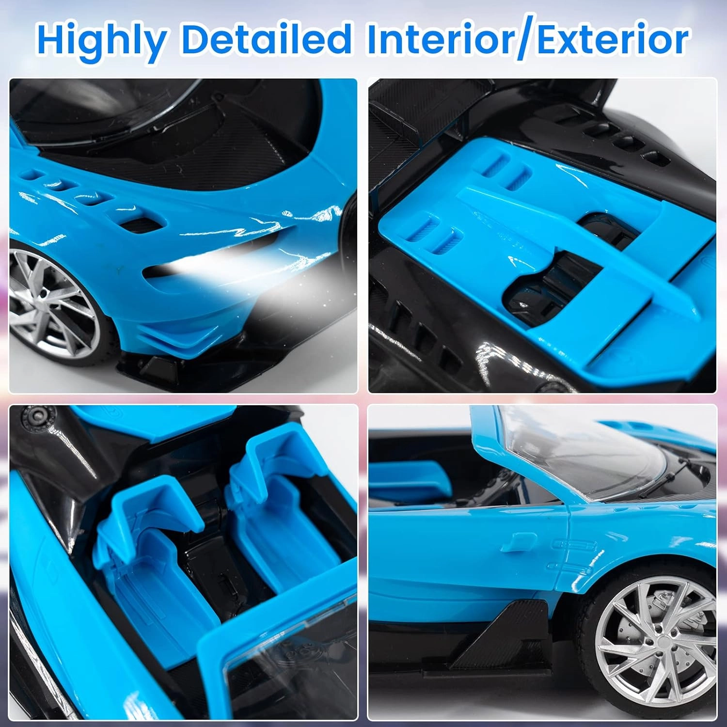 RC Sports Roadster - 1/16 Blue Electric Sport Remote Control Car,RC Model Toy for Kids Aged 4-12