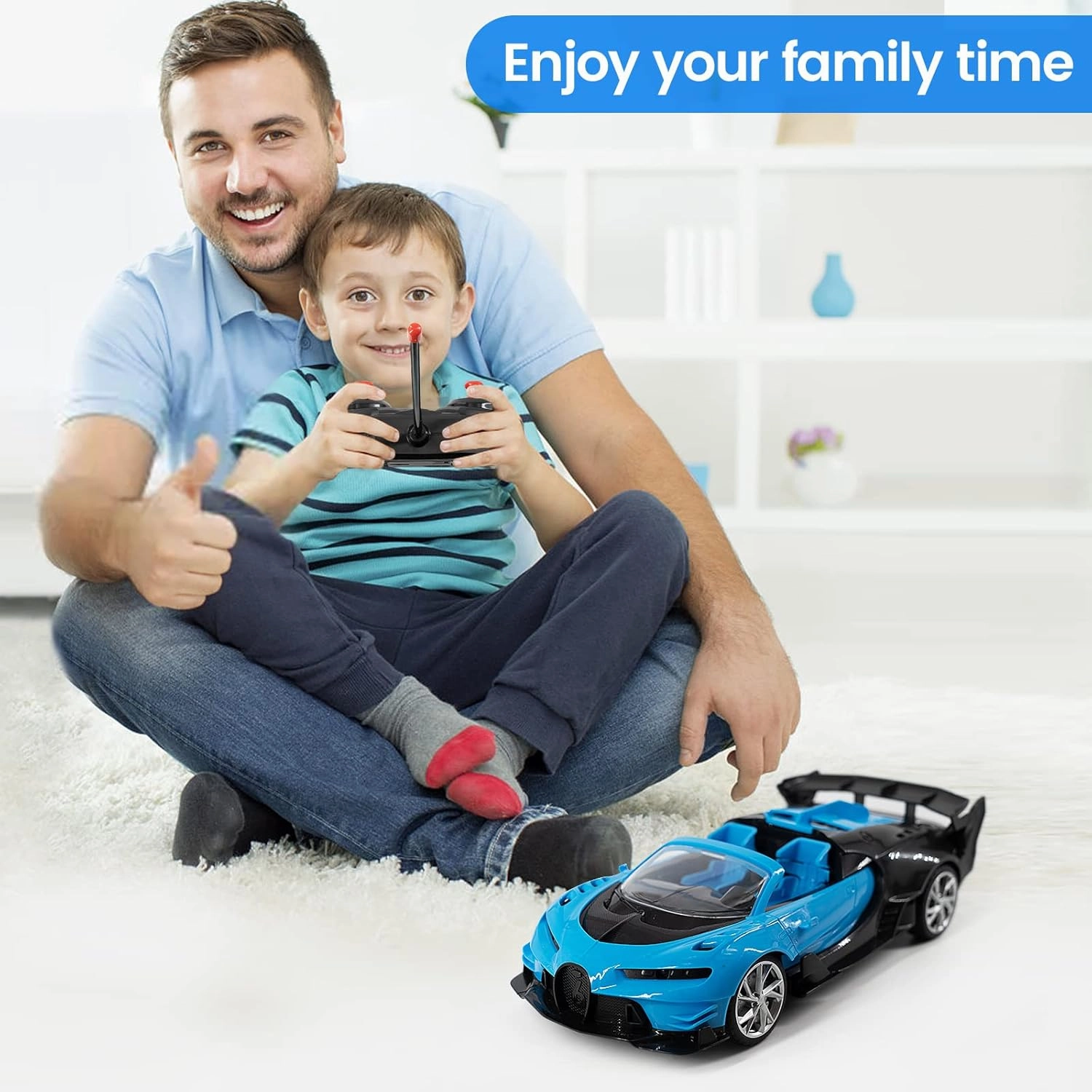 RC Sports Roadster - 1/16 Blue Electric Sport Remote Control Car,RC Model Toy for Kids Aged 4-12