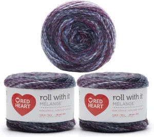 Red Heart Roll with It Melange Autograph Yarn - 3 Pack of 150g/5.3oz - Acrylic - 4 Medium (Worsted) - 389 Yards - Knitting/Crochet