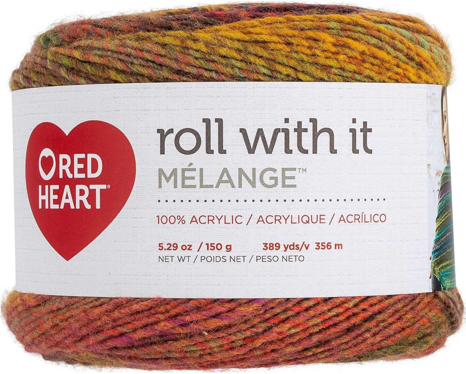 Red Heart Roll with It Melange Curtain Call E890-0675 (3-Skeins - Same Dye Lot) Worsted Medium #4 Acrylic Yarn for Crocheting and Knitting with Project Bag