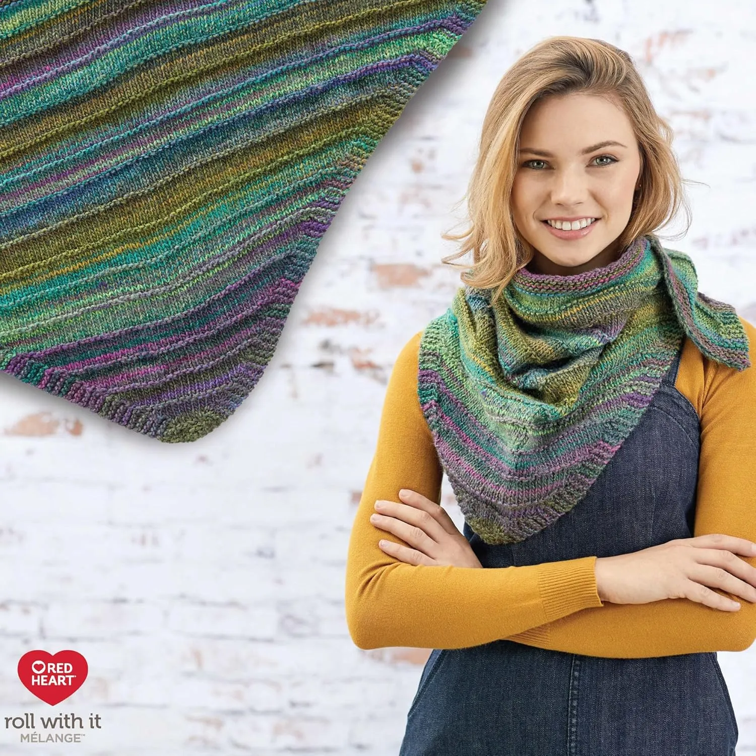 Red Heart Roll with It Melange Curtain Call Yarn - 3 Pack of 150g/5.3oz - Acrylic - 4 Medium (Worsted) - 389 Yards - Knitting/Crochet