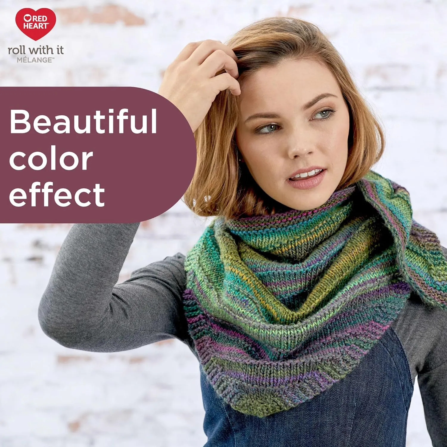 Red Heart Roll with It Melange Curtain Call Yarn - 3 Pack of 150g/5.3oz - Acrylic - 4 Medium (Worsted) - 389 Yards - Knitting/Crochet