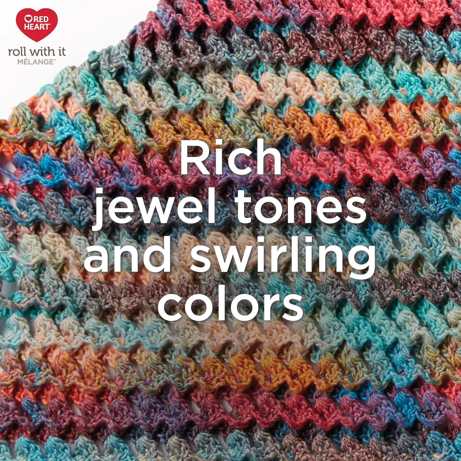 Red Heart Roll with It Melange Curtain Call Yarn - 3 Pack of 150g/5.3oz - Acrylic - 4 Medium (Worsted) - 389 Yards - Knitting/Crochet