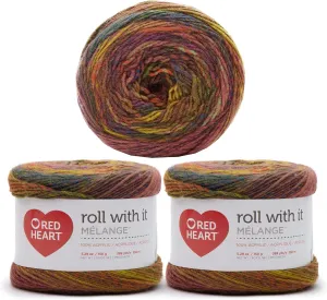 Red Heart Roll with It Melange Curtain Call Yarn - 3 Pack of 150g/5.3oz - Acrylic - 4 Medium (Worsted) - 389 Yards - Knitting/Crochet