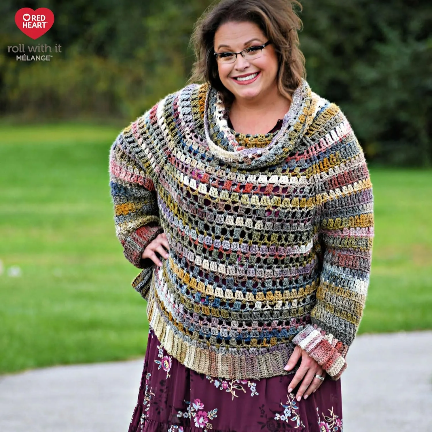 Red Heart Roll with It Melange Curtain Call Yarn - 3 Pack of 150g/5.3oz - Acrylic - 4 Medium (Worsted) - 389 Yards - Knitting/Crochet