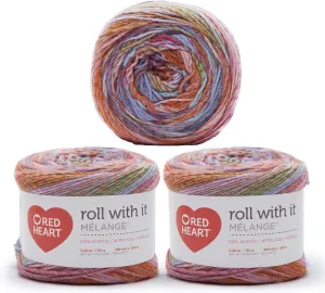 Red Heart Roll with It Melange Hollywood Yarn - 3 Pack of 150g/5.3oz - Acrylic - 4 Medium (Worsted) - 389 Yards - Knitting/Crochet