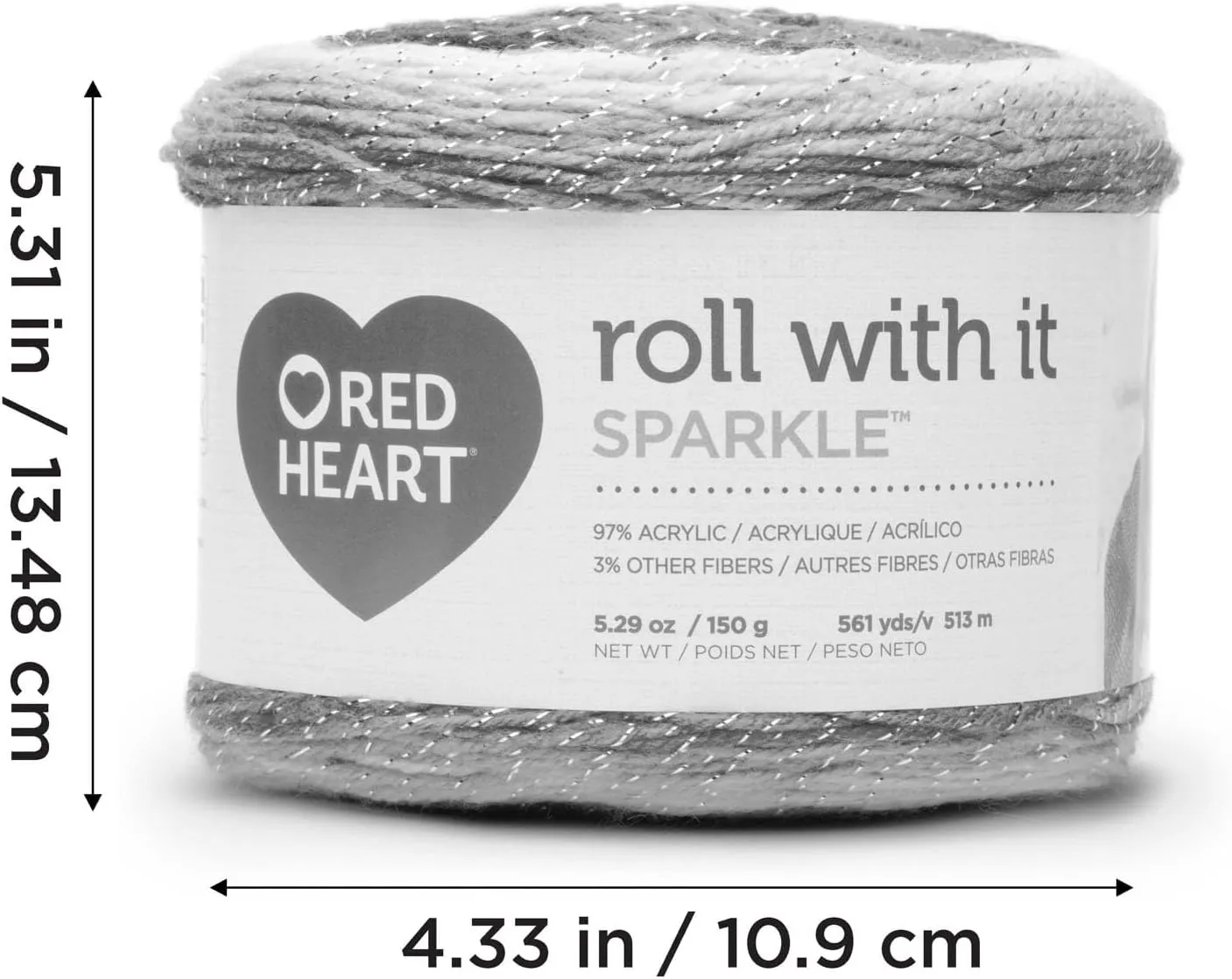 Red Heart Roll with It Sparkle Amethyst Yarn - 3 Pack of 150g/5.3oz - Acrylic Blend - 4 Medium (Worsted) - 561 Yards - Knitting/Crochet