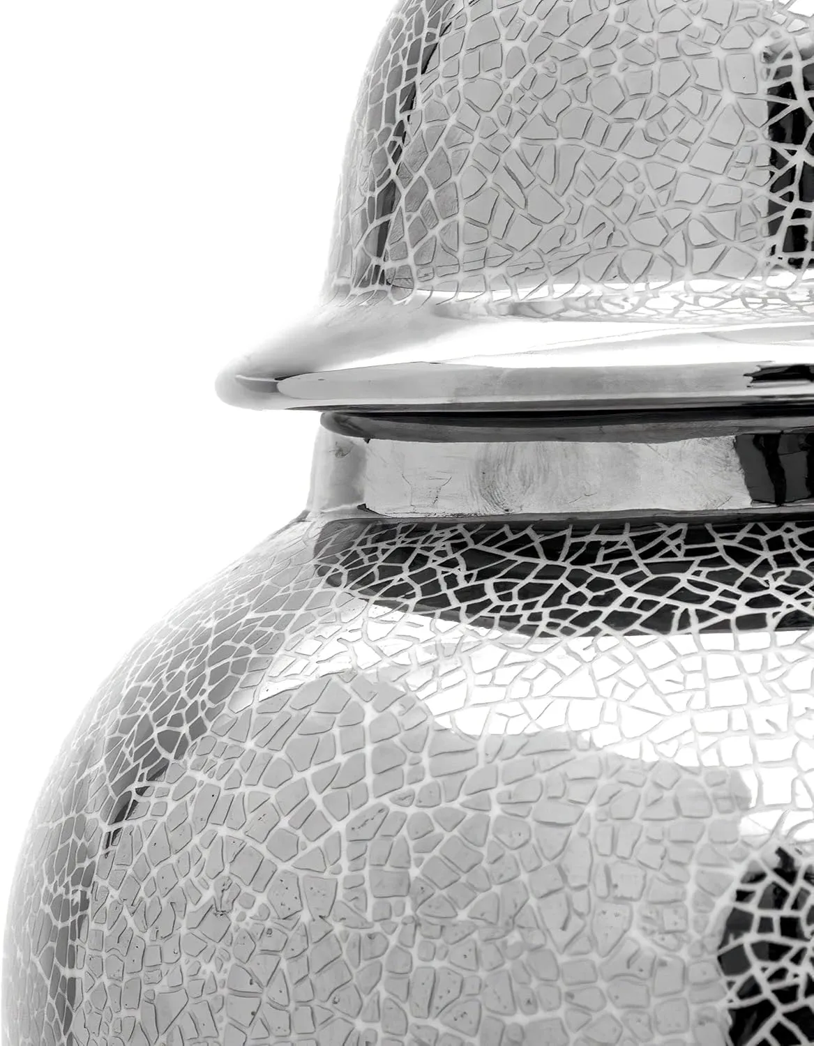 Red Lantern 18" Silver Crackle Temple Jar