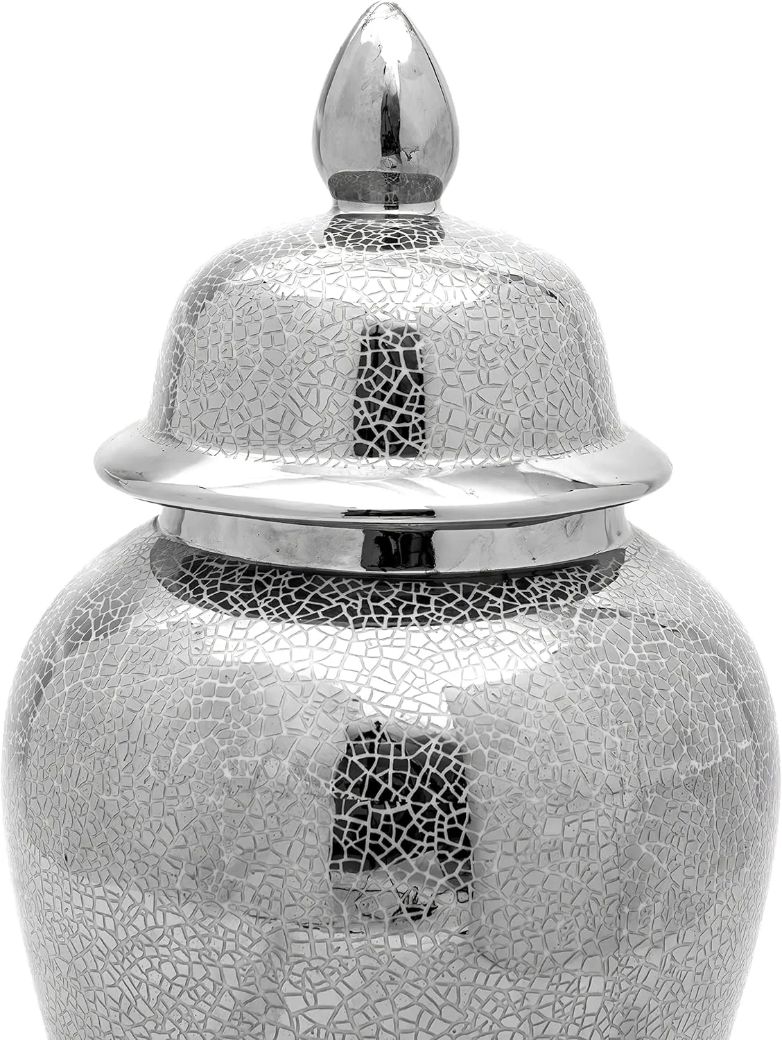 Red Lantern 18" Silver Crackle Temple Jar