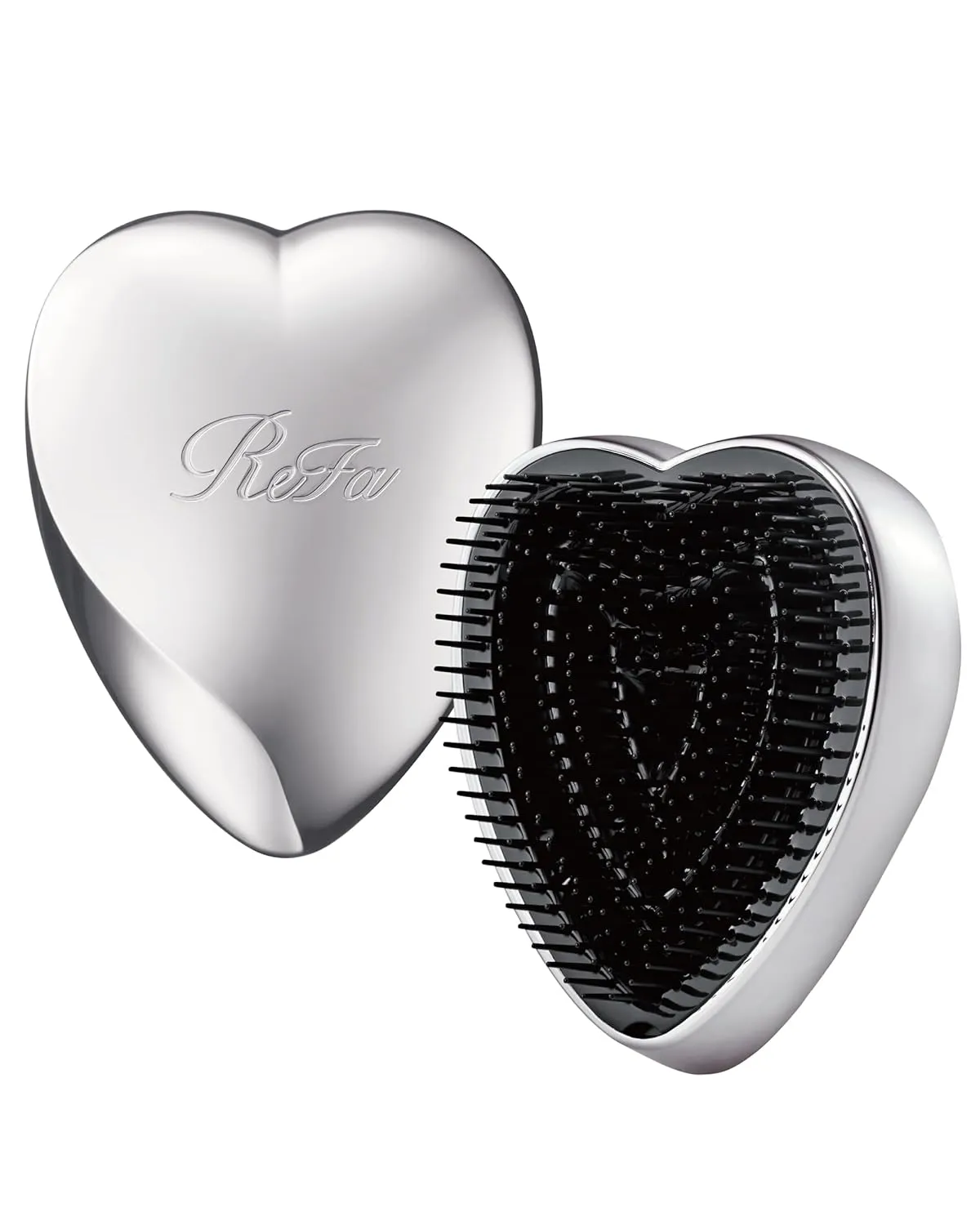 ReFa Heart Brush SILVER Detangler Hair Brush for Women and Men, Three-tiered Bristle System, Scalp Wellness, Travel Hair Brush, All Hair Types, Silver