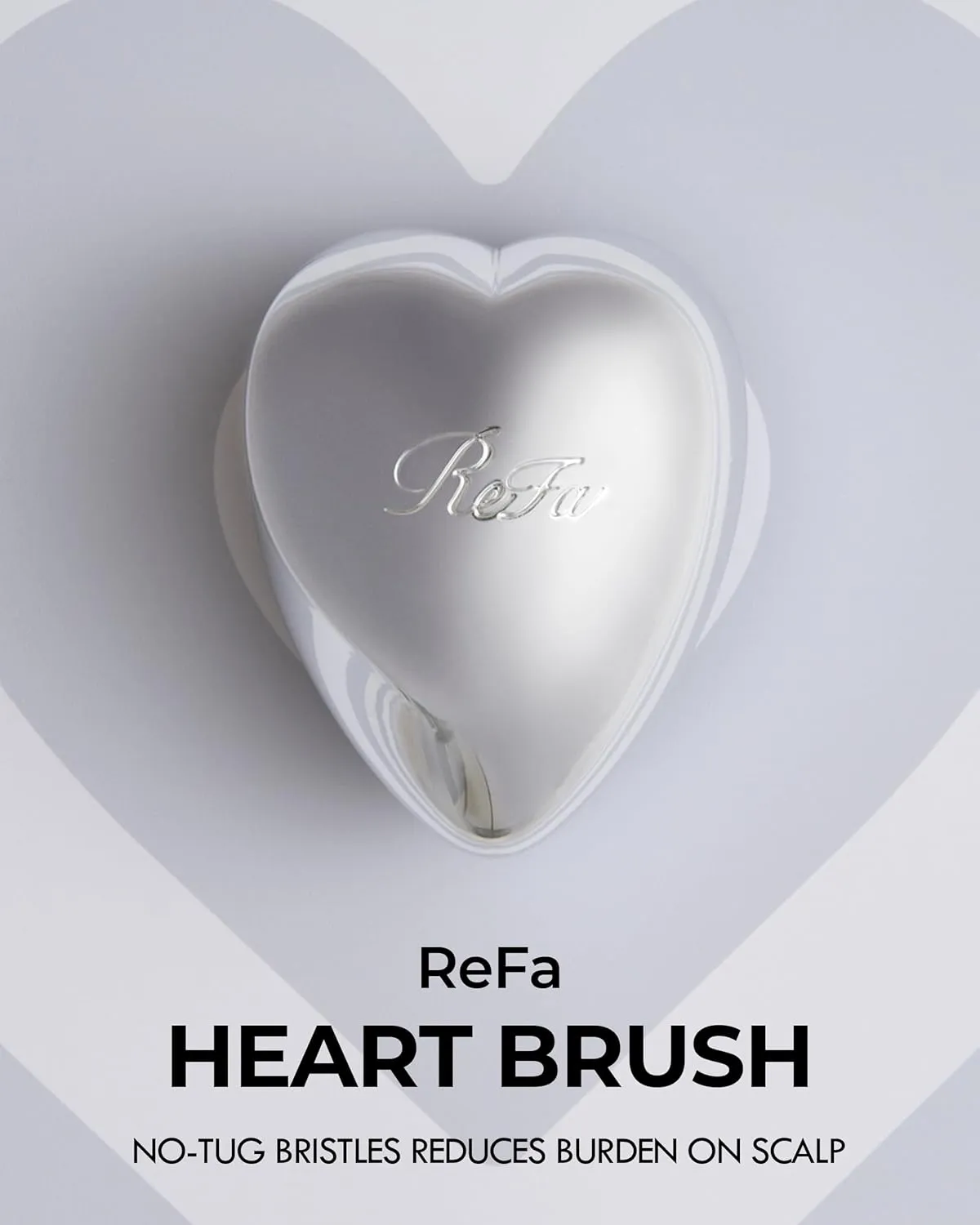 ReFa Heart Brush SILVER Detangler Hair Brush for Women and Men, Three-tiered Bristle System, Scalp Wellness, Travel Hair Brush, All Hair Types, Silver
