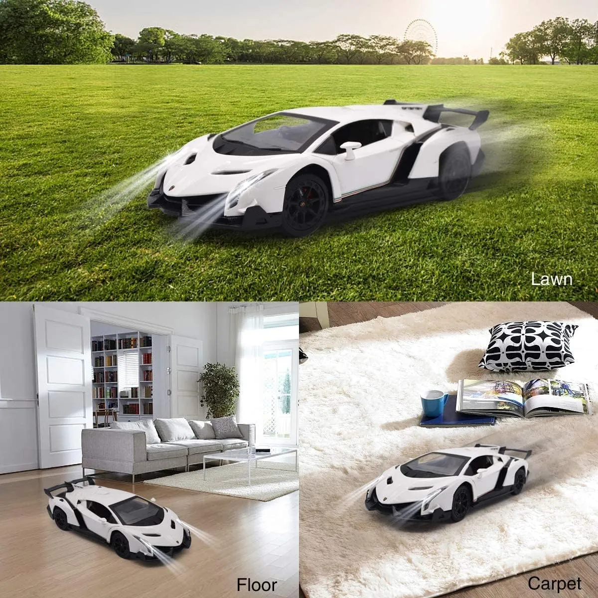 Remote Control Car RC Cars Racing Car 1:18 Licensed Toy RC Car Compatible with Lamborghini Model Vehicle for Boys 6,7,8 Years Old,White
