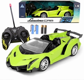 Remote Control Car,1/16 Green Sports Racing RC Car,Electric Sport Roadster,RC Model Toy for Kids Aged 4-12