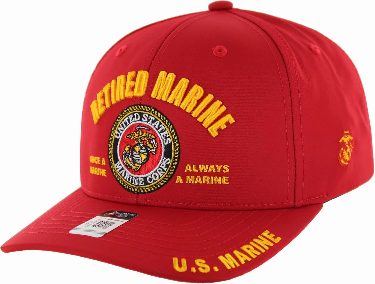 Retired US Marine Corps Veteran Hat for Men, Official Licensed USMC Veteran Hat Embroidered Adjustable Baseball Cap