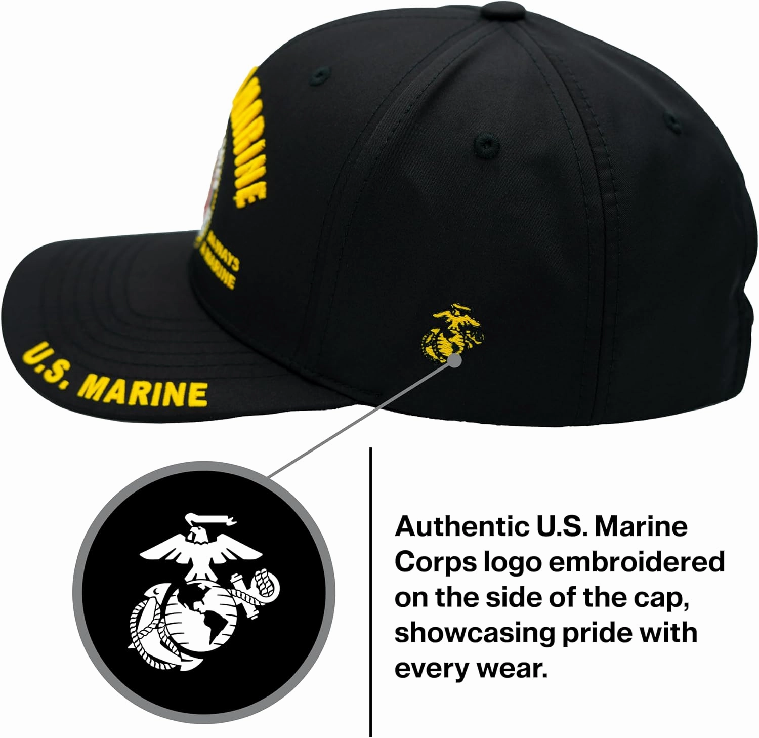 Retired US Marine Corps Veteran Hat for Men, Official Licensed USMC Veteran Hat Embroidered Adjustable Baseball Cap