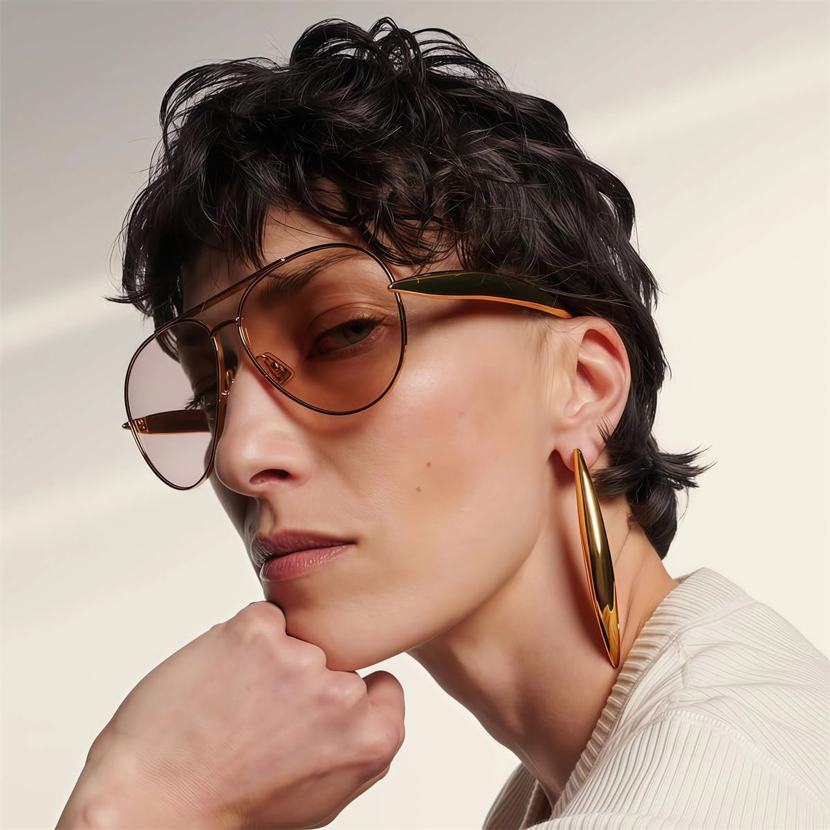 Retro Gold Aviator Sunglasses for Women Men, 2025 Metal Oversized 70s Aviators Sun Glasses