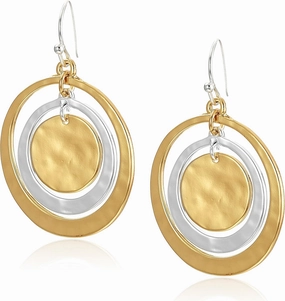 Robert Lee Morris Hammered Circle Orbital Two-Tone Drop Earrings