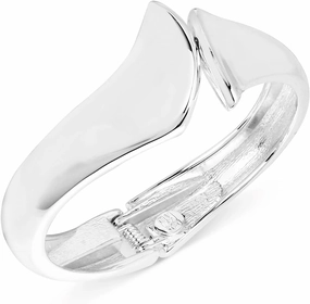Robert Lee Morris Soho Silver Sculptural Bypass Hinged Bangle Bracelet