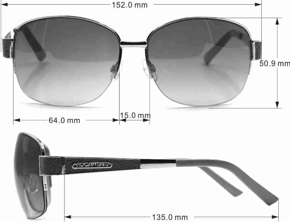 Rocawear Mens Semi-Rimless Rectangular Metal Sunglasses